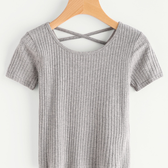 ROMWE Tops - BRAND NEW Romwe Criss-Cross Back Ribbed Tee Size S